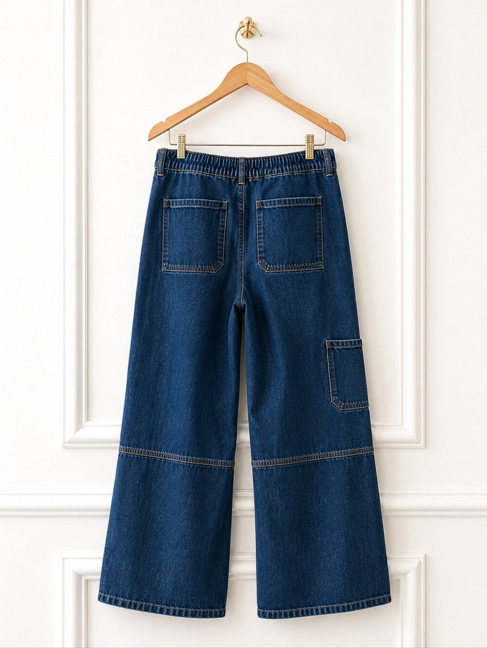 Celebrity Pink Wide Leg Jeans Size L | High Rise Dark Wash Utility Pocket Denim - Picture 6 of 8